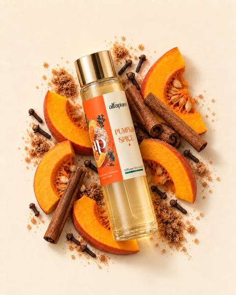 Aroma ulje Pumpkin Spice s bundevom i cimetom na krem pozadini
